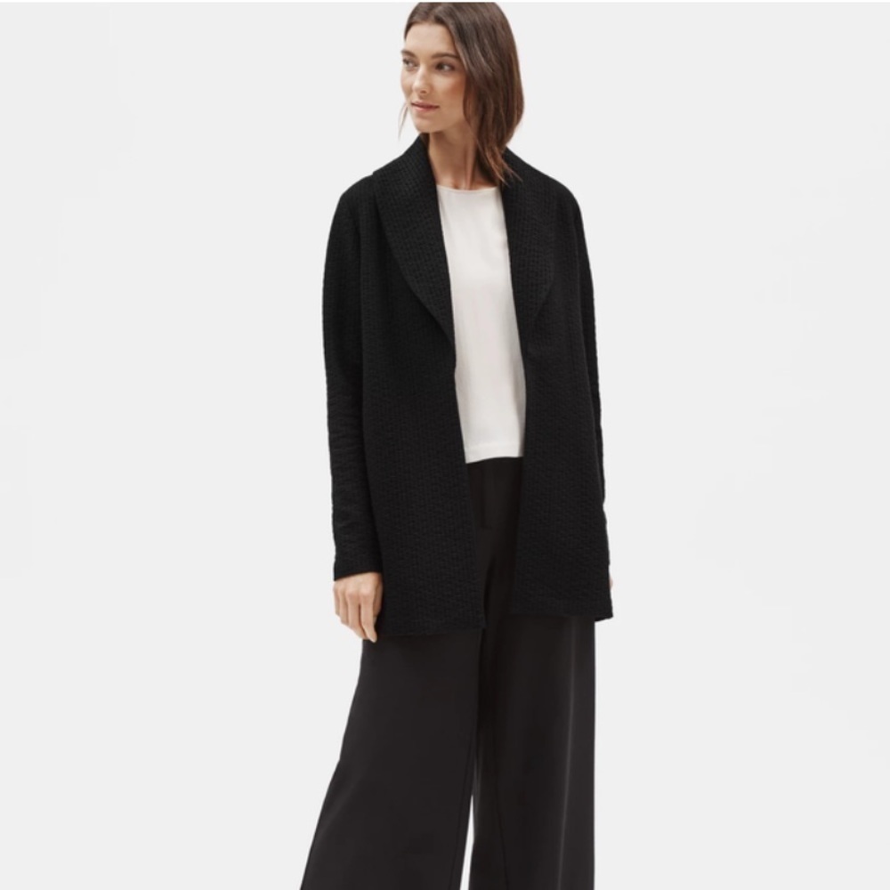 EILEEN Fisher Basket Weave Texture Open Front  Style Jacket